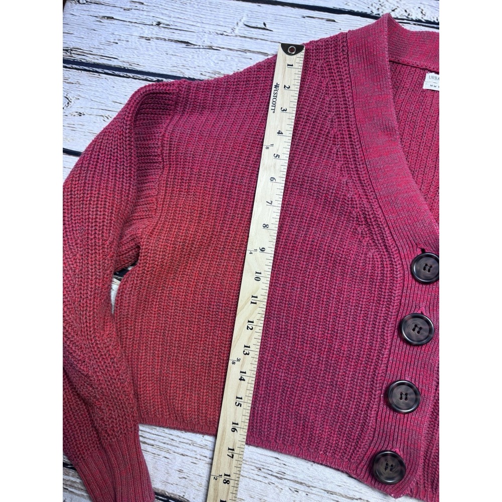 Urban Outfitters‎ Sweater Womens Size M Slouchy Ribbed Cropped Cardigan Red - Picture 3 of 5